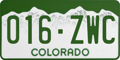CO license plate 016ZWC