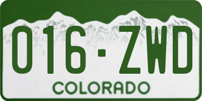 CO license plate 016ZWD