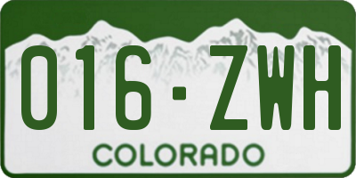 CO license plate 016ZWH