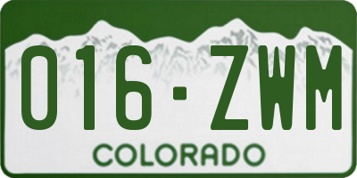 CO license plate 016ZWM