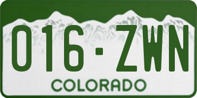 CO license plate 016ZWN