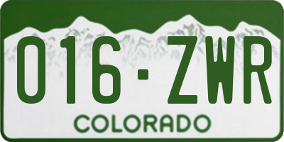 CO license plate 016ZWR