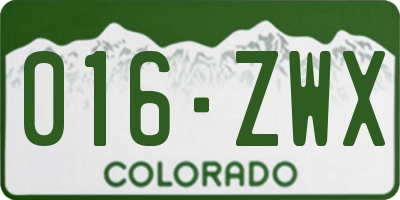 CO license plate 016ZWX