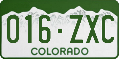 CO license plate 016ZXC