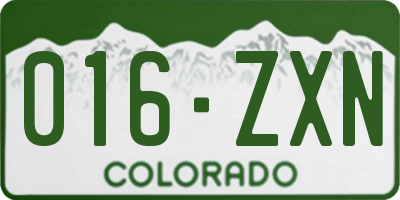 CO license plate 016ZXN