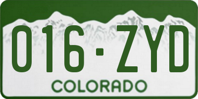 CO license plate 016ZYD