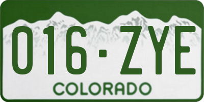 CO license plate 016ZYE