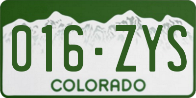CO license plate 016ZYS