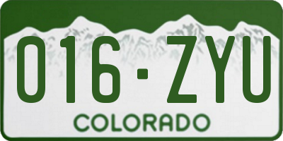 CO license plate 016ZYU