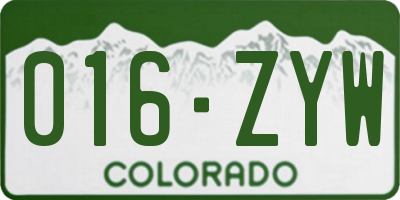 CO license plate 016ZYW