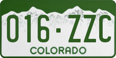 CO license plate 016ZZC