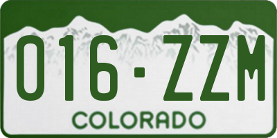 CO license plate 016ZZM
