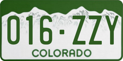 CO license plate 016ZZY