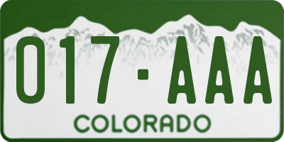 CO license plate 017AAA
