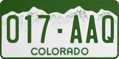 CO license plate 017AAQ