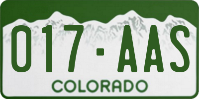CO license plate 017AAS