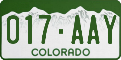 CO license plate 017AAY