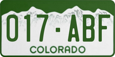 CO license plate 017ABF