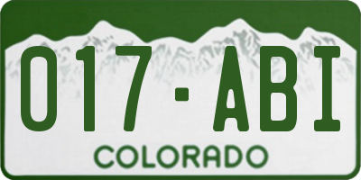 CO license plate 017ABI