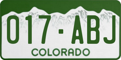 CO license plate 017ABJ
