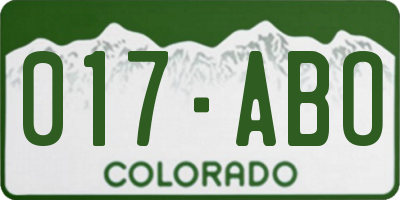 CO license plate 017ABO