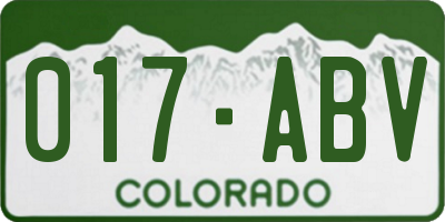 CO license plate 017ABV