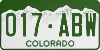 CO license plate 017ABW