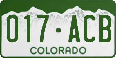 CO license plate 017ACB