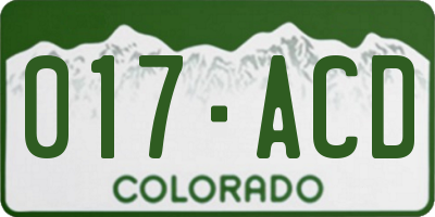 CO license plate 017ACD