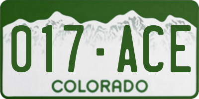 CO license plate 017ACE