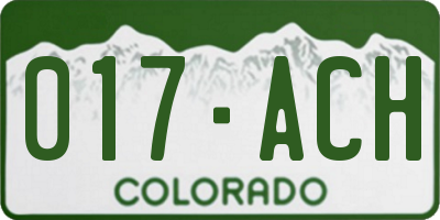 CO license plate 017ACH