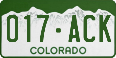 CO license plate 017ACK