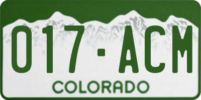 CO license plate 017ACM