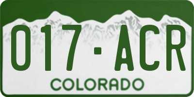 CO license plate 017ACR