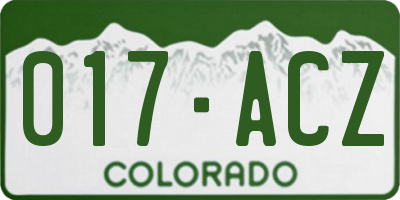 CO license plate 017ACZ