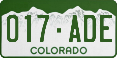 CO license plate 017ADE