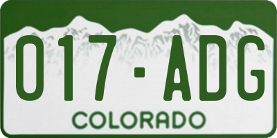 CO license plate 017ADG