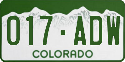 CO license plate 017ADW