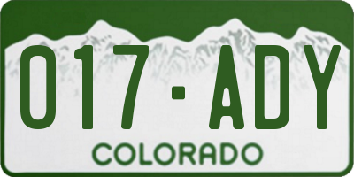 CO license plate 017ADY