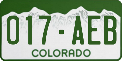 CO license plate 017AEB