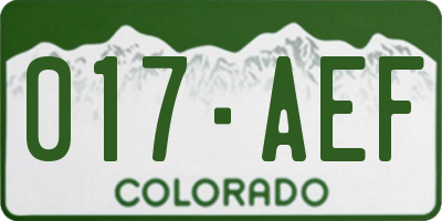 CO license plate 017AEF