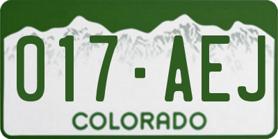 CO license plate 017AEJ