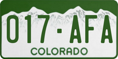 CO license plate 017AFA
