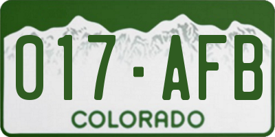 CO license plate 017AFB