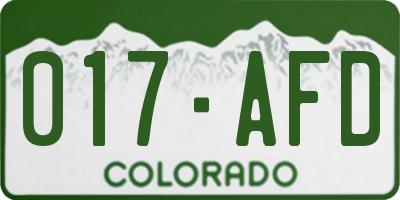 CO license plate 017AFD