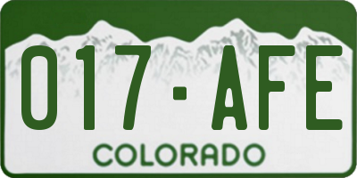 CO license plate 017AFE