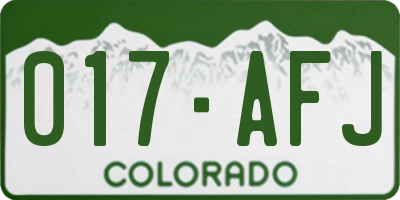 CO license plate 017AFJ