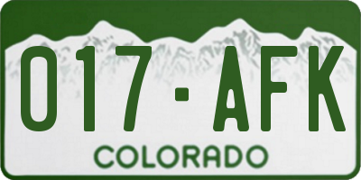 CO license plate 017AFK