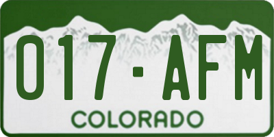 CO license plate 017AFM