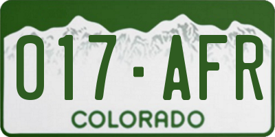 CO license plate 017AFR